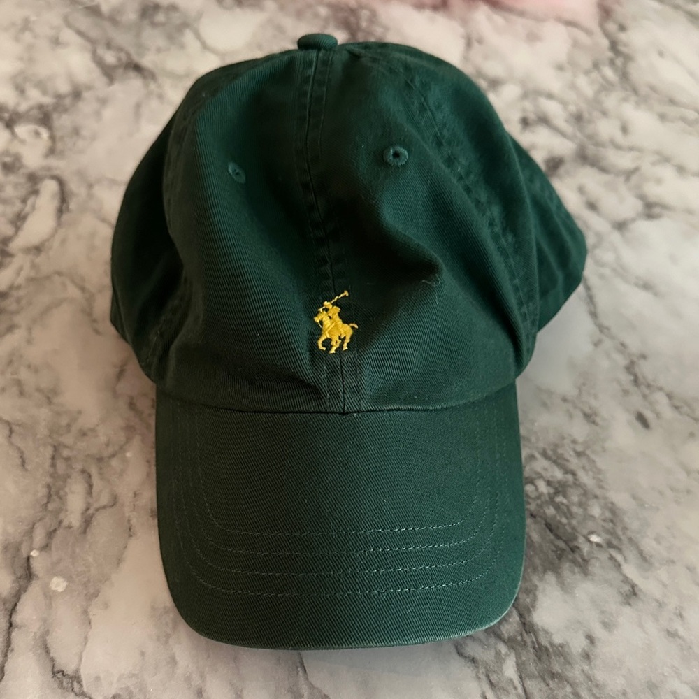 Green Ralph Lauren Polo Cap with Yellow Logo